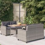 3 részes polyrattan és tömör akácfa kerti étkezőgarnitúra fotó