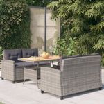 3 részes polyrattan kerti étkezőgarnitúra szürke párnákkal fotó