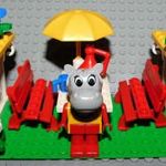 Lego 3798 Anna Víziló kerti pavilonja. Klasszikus Fabuland legó, a dobozának elő-, és hátlapjával. fotó