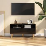 magasfényű fekete szerelt fa TV-szekrény 90 x 40 x 48, 5 cm fotó