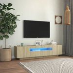 sonoma tölgy színű TV-szekrény LED-lámpákkal 160 x 35 x 40 cm fotó