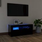 fekete TV-szekrény LED-világítással 90x35x40 cm fotó