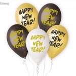 Happy New Year léggömb, lufi 5 db-os 13 inch (33 cm) fotó