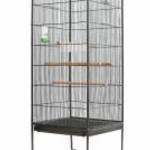 vidaXL fekete acél madárkalitka 54 x 54 x 146 cm fotó
