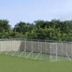 vidaXL ezüstszínű kültéri horganyzott acél kutyakennel 4 x 16 x 2 m fotó