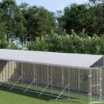 vidaXL ezüstszínű horganyzott acél kutyakennel tetővel 2x14x2, 5 m fotó