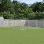 vidaXL ezüstszínű horganyzott acél kutyakennel tetővel 10x10x2, 5 m fotó