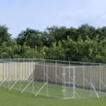 vidaXL ezüstszínű kültéri horganyzott acél kutyakennel 4 x 12 x 2 m fotó