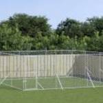 vidaXL ezüstszínű kültéri horganyzott acél kutyakennel 6x6x2 m fotó