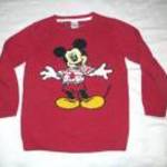 karácsonyi piros pulóver Mickey Mouse 116 cm 6 év h: 46 cm mb: 68-84 cm fotó