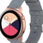 Okosóra szíj - szövet, 100mm + 85mm hosszú, 20mm széles - SÖTÉTSZÜRKE - SAMSUNG Galaxy Watch 42mm / fotó
