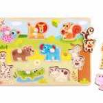 Tooky Toys Fa Puzzle fogantyús 10db-os - Safari állatok fotó
