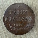 1849 három krajcár! aUNC-UNC fotó