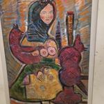 Dóra István (Dhora) - Lány népviseletben, állatokkal-szürrealista olajfestmény -1Ft! Nincs minimálár! fotó