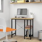 fekete-tölgyszínű MDF és fém számítógépasztal 80 x 40 x 72 cm fotó