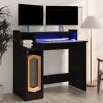 fekete szerelt fa íróasztal LED-ekkel 97 x 45 x 90 cm fotó