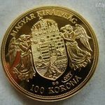 MÉF- 100 KORONA PROOF ZSETON, 20??. 1 DB. 1 FT-RÓL! ARANYOZOTT RÉZ-NIKKEL fotó