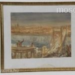 Eredeti Paál Albert JELZETT FESTMÉNY BUDAPEST ELSŐ RÉGI ERZSÉBET HÍD PEST DUNA KORZÓ 1936 fotó