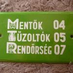 régi telefonos zománctábla retro telefonszám tábla mentők tűzoltók rendőrség telefon tábla fotó