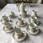 Hollóházi porcelán kávéskészlet szép virágmintával V fotó