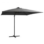 antracit konzolos napernyő LED-del és acélrúddal 250x250 cm fotó