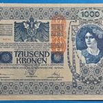1902 -es 1000 Korona Osztrák kiadású bankó osztrák felülbélyegzéssel !! EF (L2211) fotó