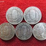 1 PENGŐ TELJES SOR 1926, 27, 37, 38, 39 EZÜST: 24, 8g kiv- fotó