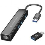 CONCEPTRONIC Adapter USB3.0-> RJ45, 3xUSB3.0, TypC Ad 0.15m sw (DONN07BA) fotó