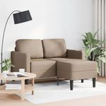 cappuccino műbőr 2 üléses kanapé L-alakú kanapéval 125 cm fotó