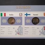 EU 2 Euro 2 db-os emlékérme szett Unc Olaszország, Finnország fotó