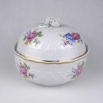 1U756 Hatalmas Hajnalka mintás, aranyozott-fehér Hollóházi porcelán rózsás bonbonier 17 cm fotó