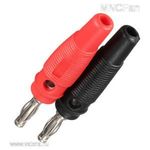 PVC szigetelésű banándugó 1 pár banán dugó csatlakozó /piros-fekete/ 4 mm-es szerelhető fotó