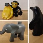 lego duplo állat figura vadállat majom banán, elefánt, pingvin fotó