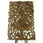 1F008 Keleti fafaragás dúsan díszített kemény teak fából 45.5cm x 30cm fotó