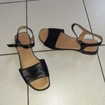 41-41, 5-s Footglove lapos sarkú fekete bőr női szandál átlagos lábfejre fotó