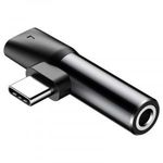 Baseus USB-C?Mini Jack 3, 5 mm+USB-C audioadapter, fekete (CATL41-01) (CATL41-01) fotó