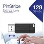 Pendrive, 128GB, USB 2.0, 10/4MB/sec, VERBATIM "PinStripe", fekete fotó
