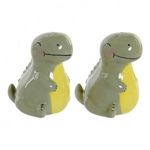 Sótartó fedéllel DKD Home Decor LC-173478 Dinoszaurusz Fehér Zöld Dolomite 6, 6 x 7 x 7, 7 cm (2 pcs) fotó