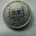 EZÜST F. JÓZSEF 1 KORONA, 1916 KB. 1 DB. 1 FT-RÓL! NAGYON SZÉP fotó