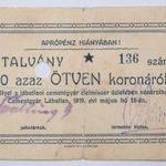 Lábatlan Cementgyár 50 korona 1919 fotó
