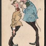 1920-as évek Katonás festett karikatúra képeslap, futott A413 fotó