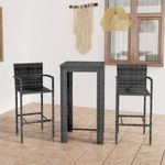 3 részes szürke polyrattan kerti bárszett kartámasszal fotó