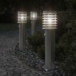 3 db ezüst rozsdamentes acél kültéri állólámpa érzékelővel 60cm fotó