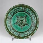 1N722 Teimel István óbányai zöld mázas kerámia falitányér 18 cm fotó