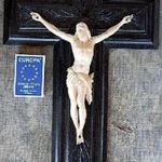 44. Antik, ELEFÁNTCSONT Jézus Krisztus 14 cm, 35, cm feszület, impozáns, aprólékos, kereszt, korpusz fotó
