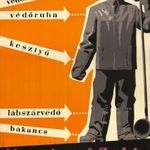 régi plakát: BIZTONSÁG TETŐTŐL-TALPIG - ELŐZZÜK MEG A BALESETEKET! Grafikus: Bottlik József, 1962 fotó
