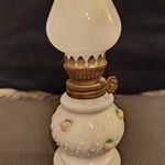 Retro Csecsebecse miniatűr olaj / petróleum lámpa tejüvegből dísztárgy ajándék ötlet fotó