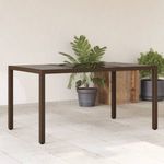 barna polyrattan üveglapos kerti asztal 150 x 90 x 75 cm fotó
