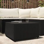 fekete polyrattan négyzet alakú kerti dohányzóasztal 50x50x30cm fotó
