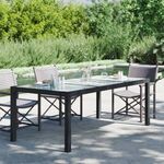 fekete polyrattan és edzett üveg kerti asztal 190 x 90 x 75 cm fotó
